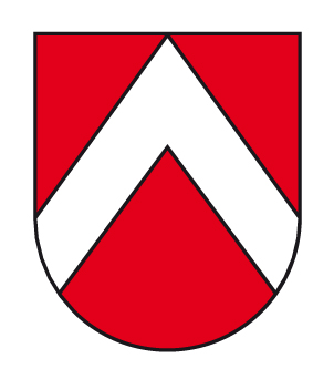 Abb. 2: 1909 wählte die Gemeinde Nehren das Sparrenwappen der Herren von First, von denen sich ein Zweig nach Nehren genannt hat. Trotz Namenswechsel behielten die Ortsadeligen das hergebrachte Wappen bei. Auch Renhard der Nerer, der 1419 starb, führte es. Das Landratsamt Tübingen hat die Flagge am 1. Oktober 1982 verliehen.