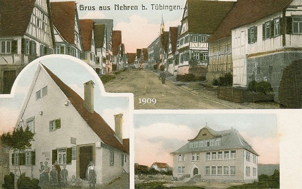Abb. 5: Ansichtskarte 1909. Rechts unten das Schulhaus in der Wilhelmstraße.