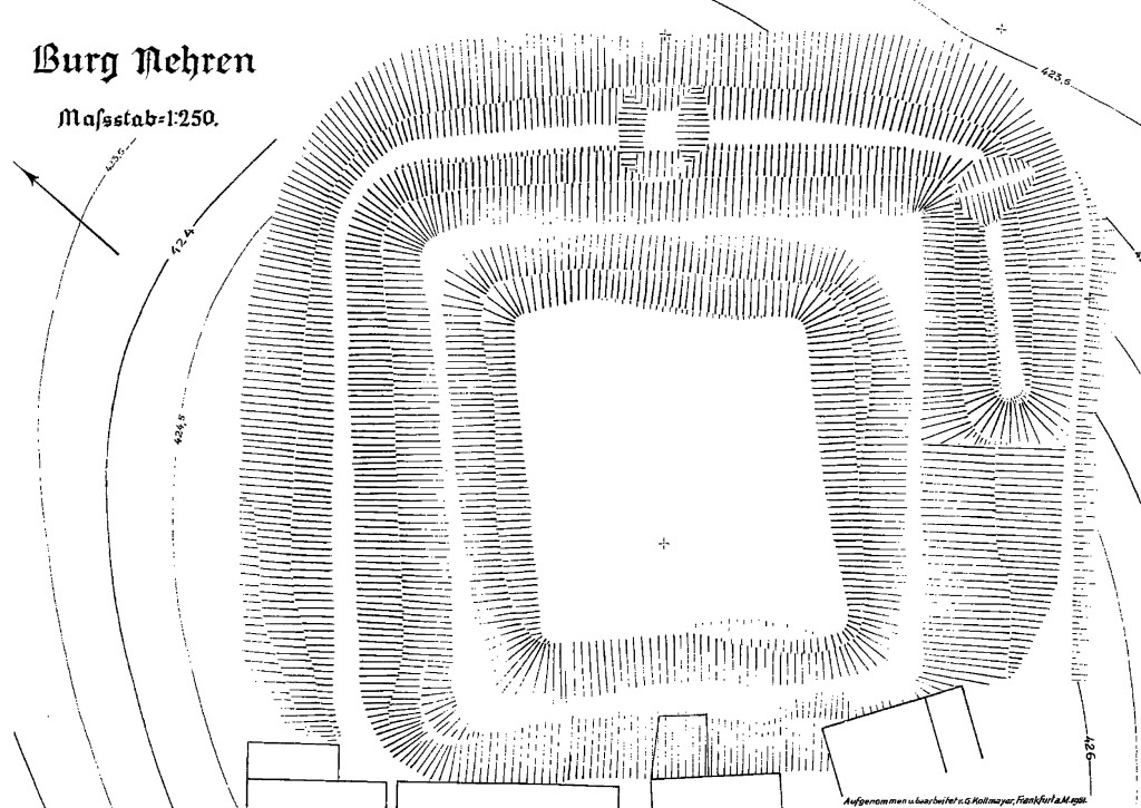 Abb. 2: Topografische Aufnahme der Burg durch G. Kollmayer, Frankfurt a. M., 1951